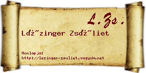 Lézinger Zsüliet névjegykártya